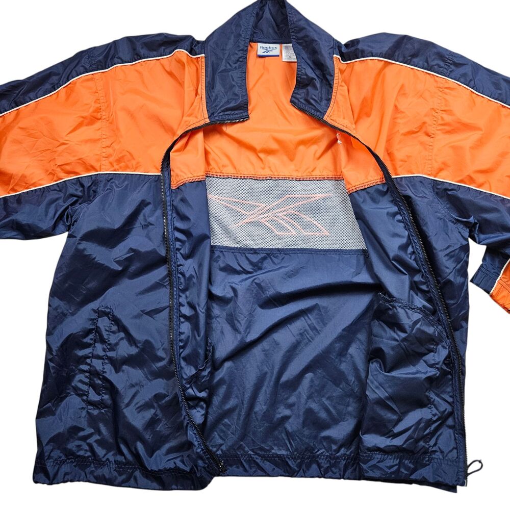 Vintage Reebok Windbreaker Jacket Mens Size XL Blue Orange Full Zip Vented 90s - Picture 4 of 9